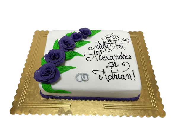 Tort nunta cu trandafiri violet - Cofetaria Magic