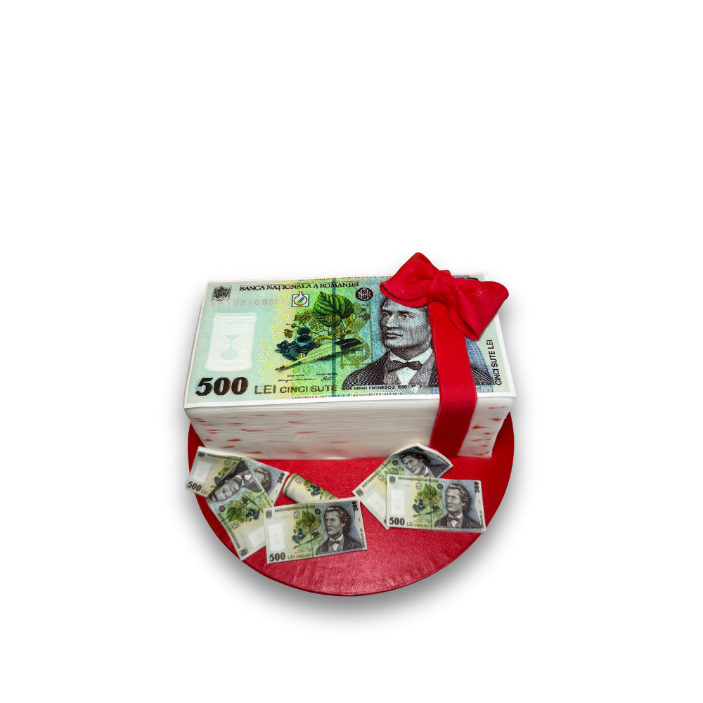 Tort personalizat - tort bani 2 - decor 50 ron