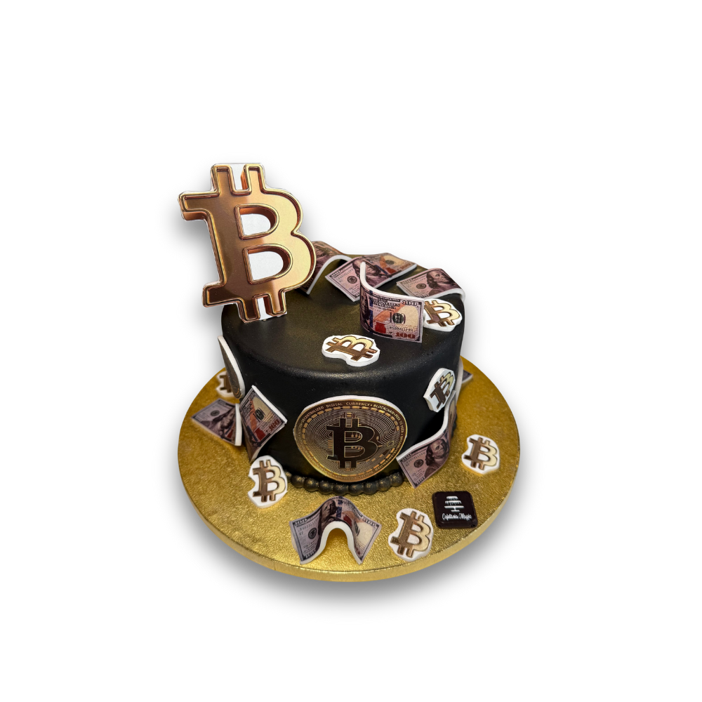 Tort personalizat - tort bitcoin - decor 60 ron