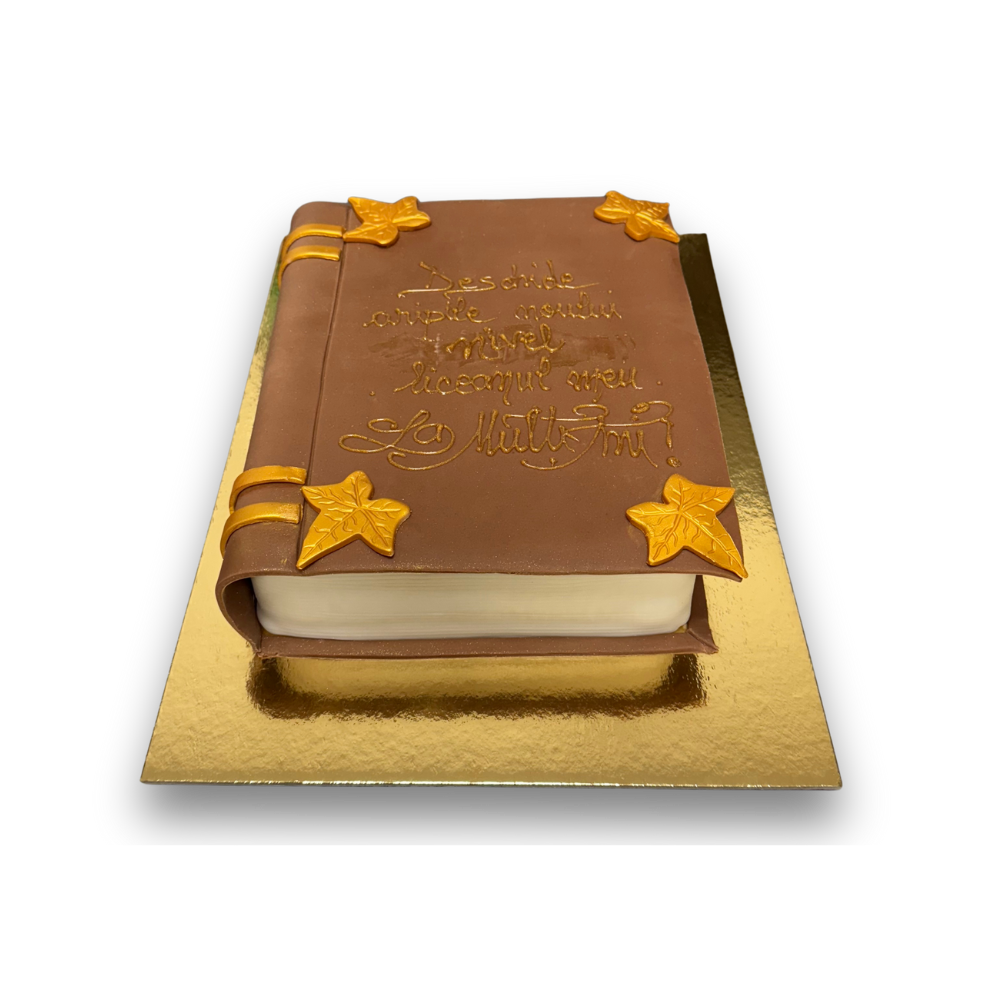 Tort personalizat - tort carte inchisa - decor 50 ron