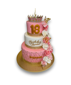 Tort Aniversar 18 ani roz cu coronita