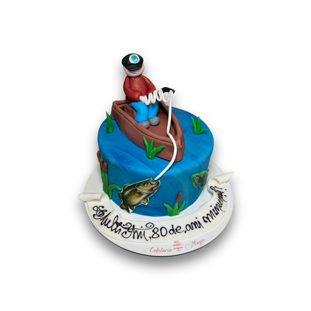 Tort Personalizat - Tort Pescar - Decor 60 ron