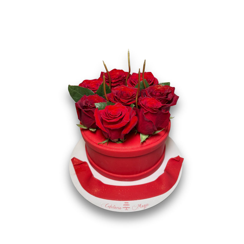 Tort Personalizat - Tort Trandafiri Naturali Rosii - decor - pretul trandafirilor de la florarie